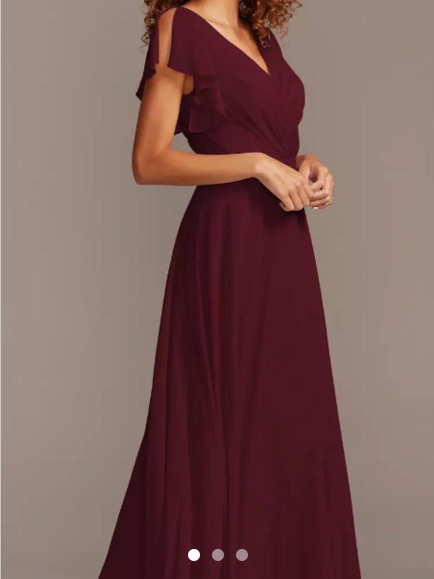 Nwt & Unaltered David’s Bridal Flutter Sleeve Bridesmaids Dress - Size 8 - Wine